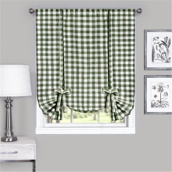 Eyecatcher 42 x 63 in. Buffalo Check Window Curtain Tie Up Shade, Sage EY2511630